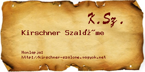 Kirschner Szalóme névjegykártya